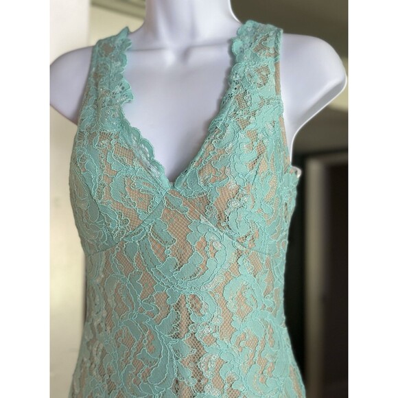 Deb Prom‎ Maxi Dress Size 1  Sleeveless Lace Bodycon Lined Formal Mint  Fairy - Picture 6 of 16